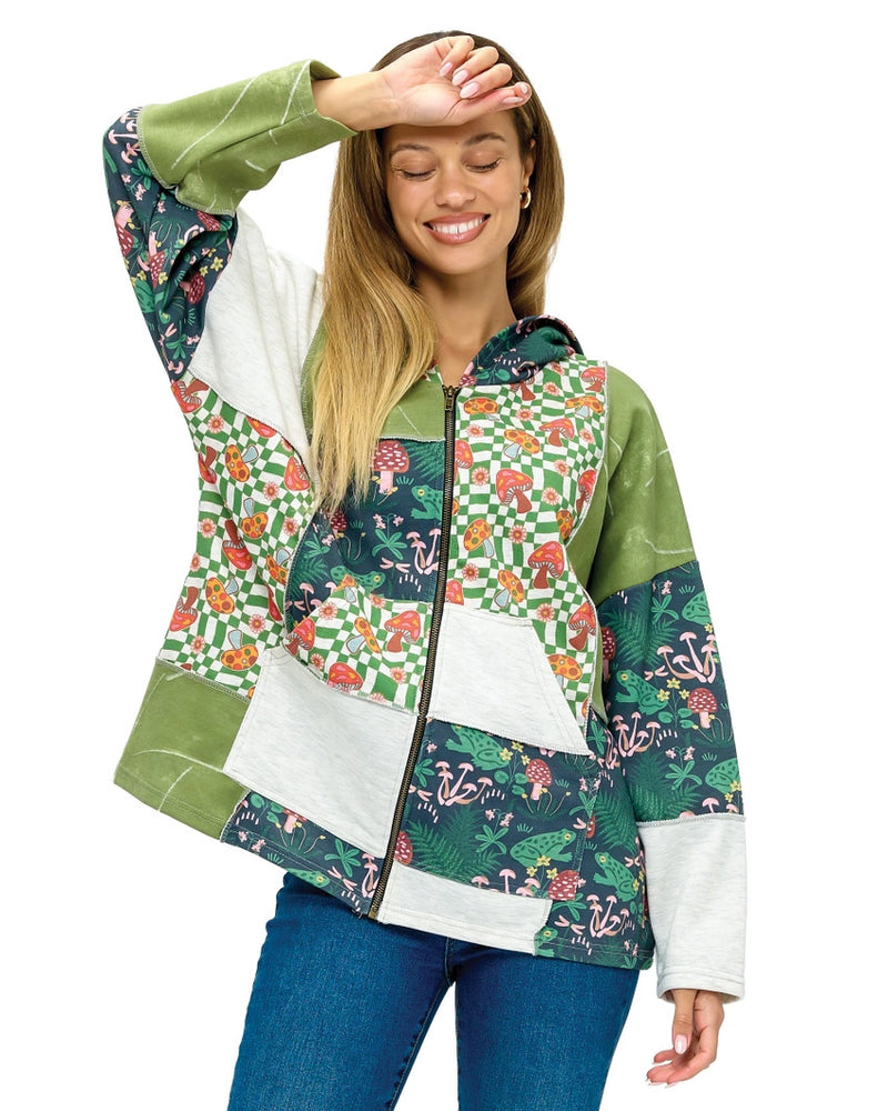 Whimsy Mushroom Patchwork Hoodie