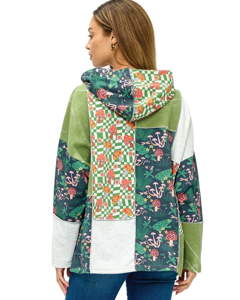 Whimsy Mushroom Patchwork Hoodie