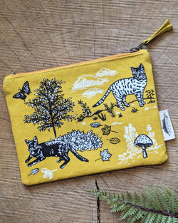 Outside Cats Yellow Zippered Pouch