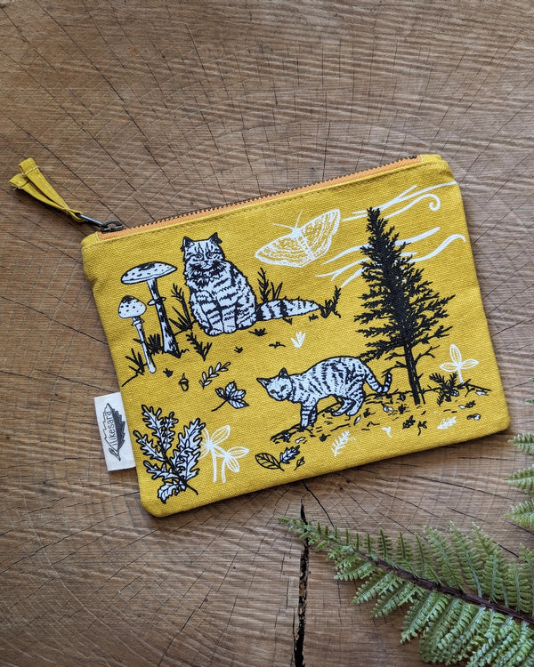 Outside Cats Yellow Zippered Pouch