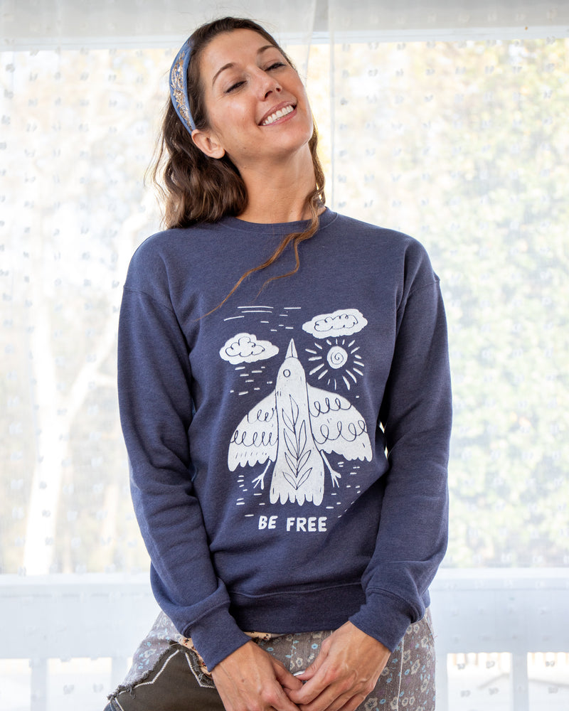 Be Free - Heather Navy Unisex Sweatshirt