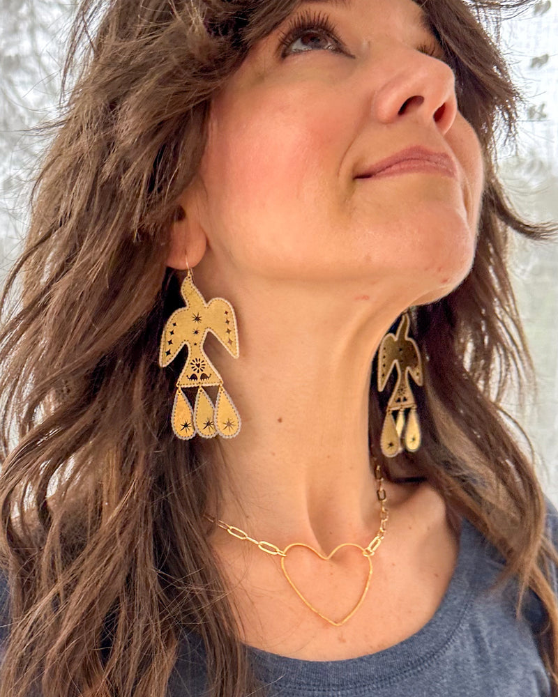 Brass Eagle Earrings