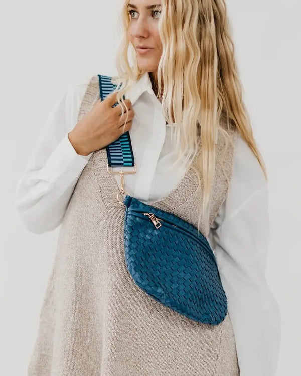 Blue Woven Bum Bag