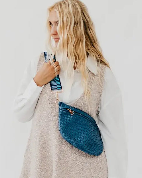 Blue Woven Bum Bag