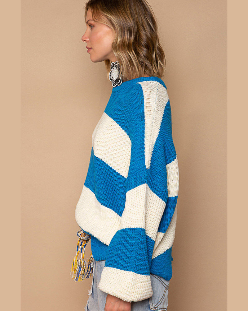 Blue & Ivory Stripe Sweater