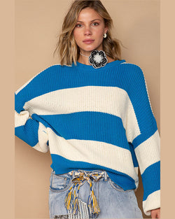 Blue & Ivory Stripe Sweater