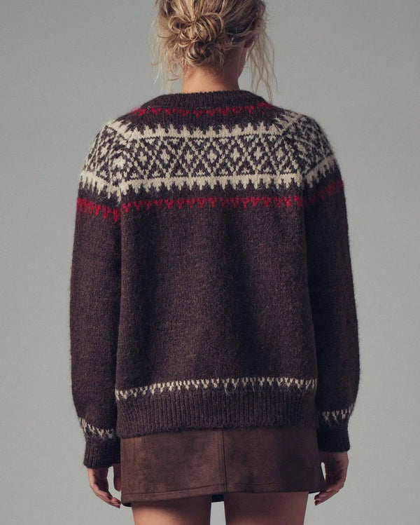 Brown Fair Isle Wool Blend Cardigan