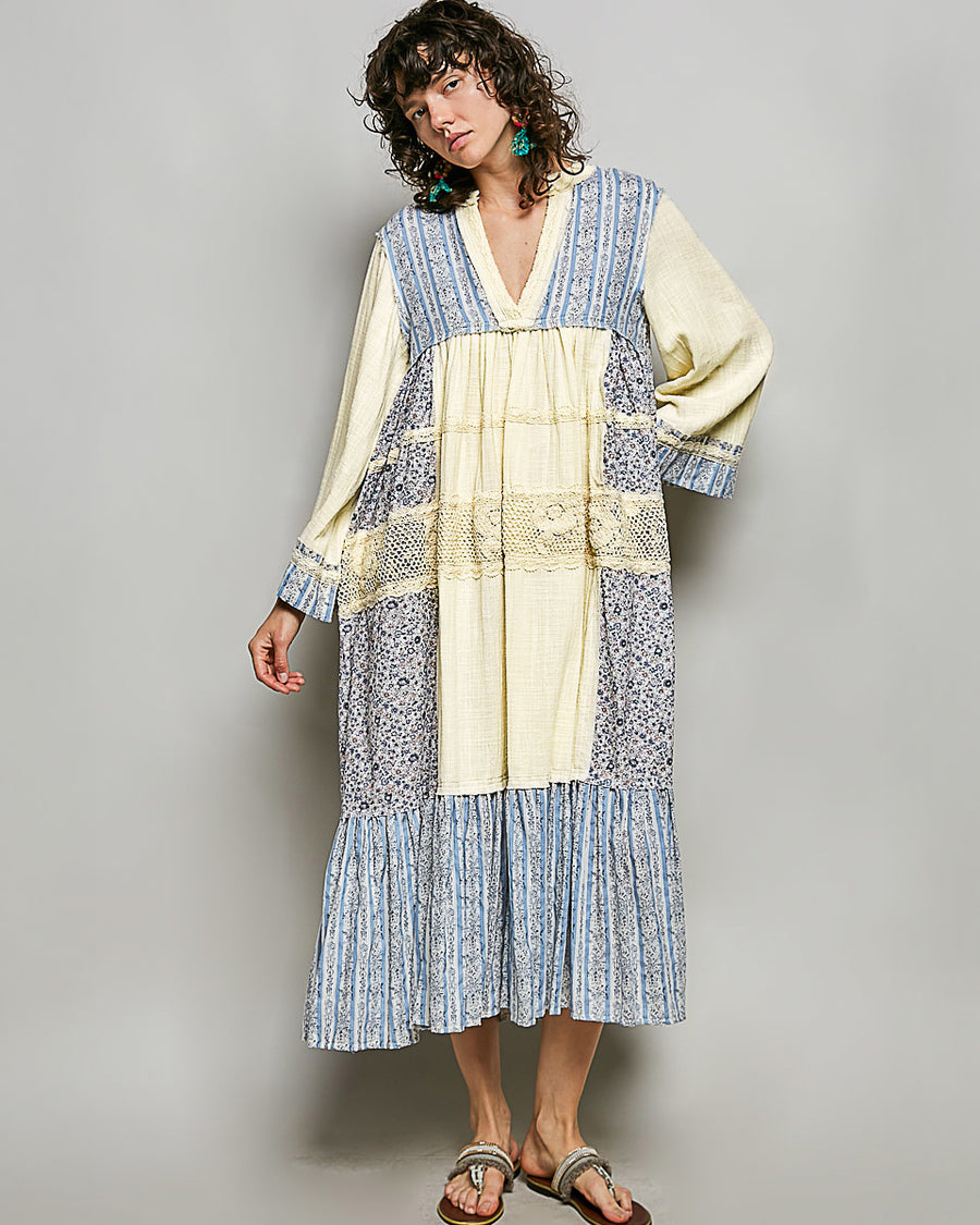 flowy cotton maxi dresses Calico Dress Step into effortless summer group_fall 25 Style:EZ07764DG Suzhoufashion Simple Royal Blue