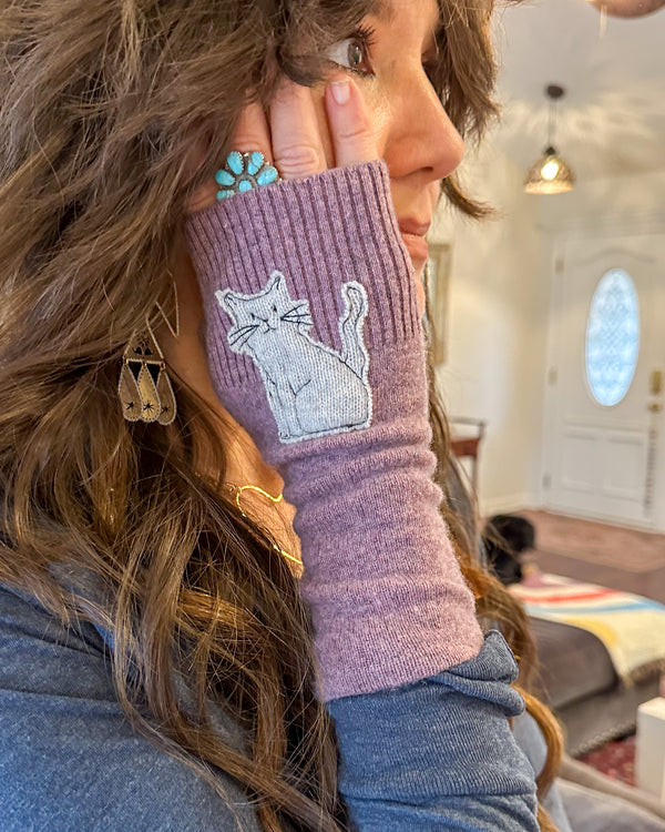 Handmade Recycled Cat Cashmere Fingerless Gloves