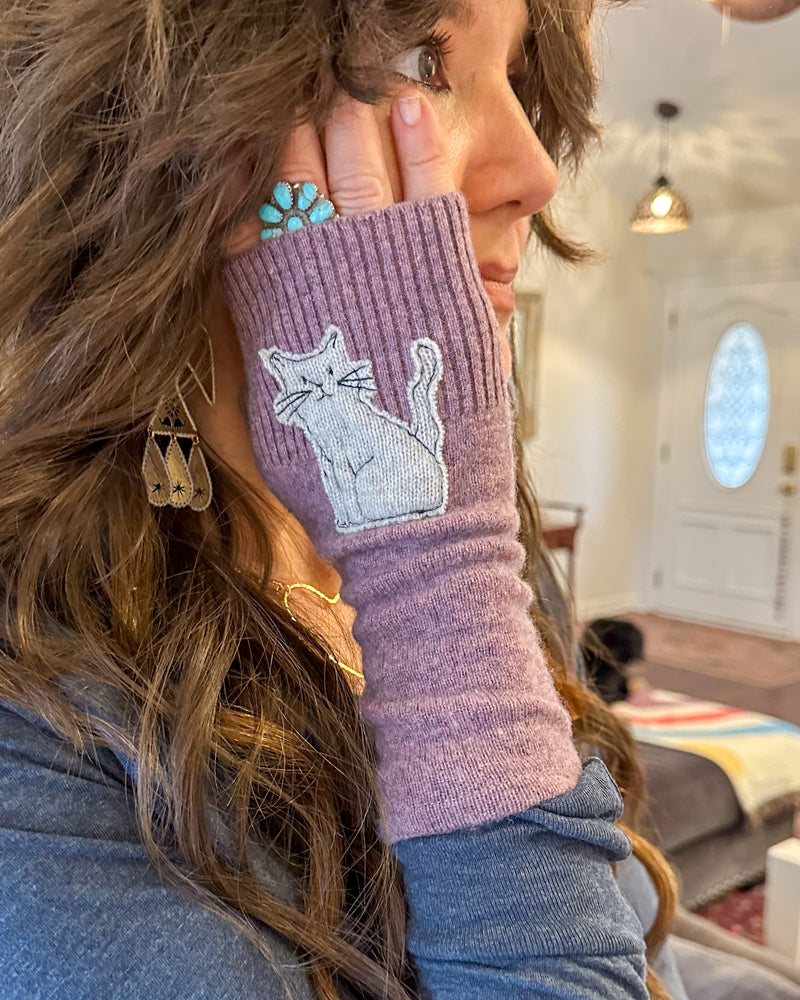 Handmade Recycled Cat Cashmere Fingerless Gloves