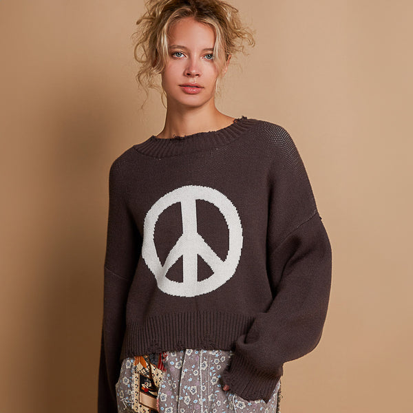 Choco Peace Symbol Sweater