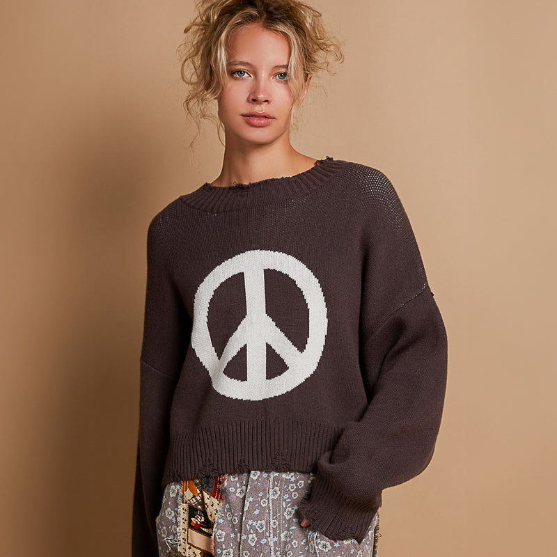 Charcoal Peace Symbol Sweater