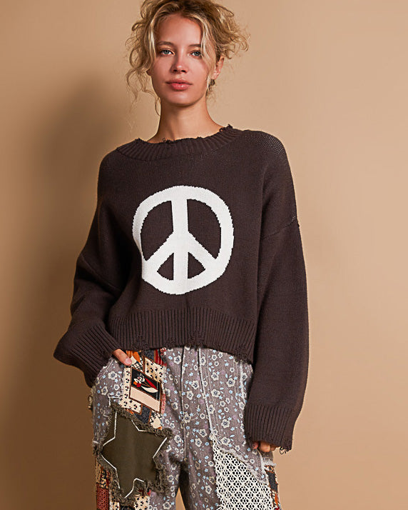 Choco Peace Symbol Sweater