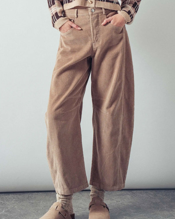 Sand Corduroy Barrel Style Pants