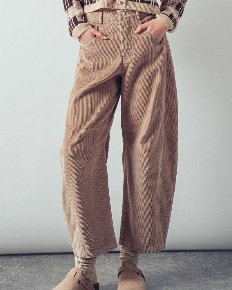 Sand Corduroy Barrel Style Pants