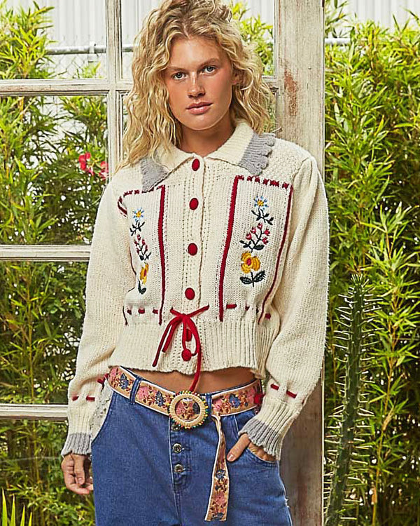 Cream Floral Cardigan