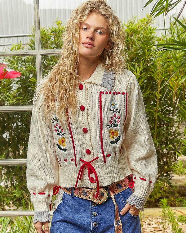 Cream Floral Cardigan