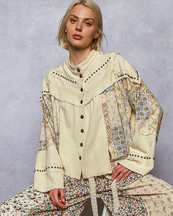 Cream Thermal and Floral Jacket