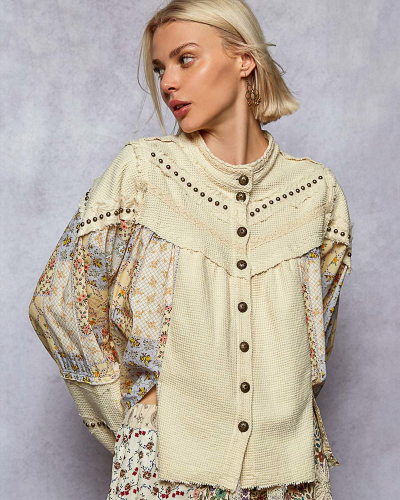 Cream Thermal and Floral Jacket