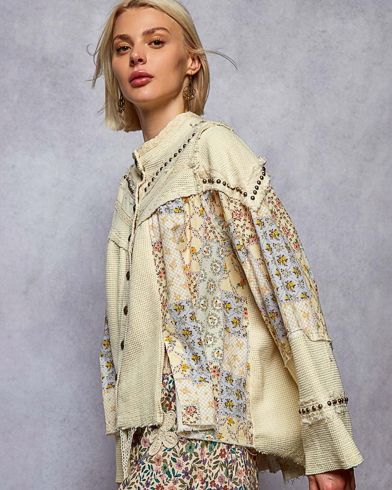 Cream Thermal and Floral Jacket