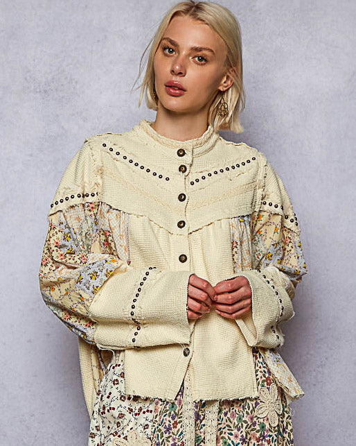 Cream Thermal and Floral Jacket