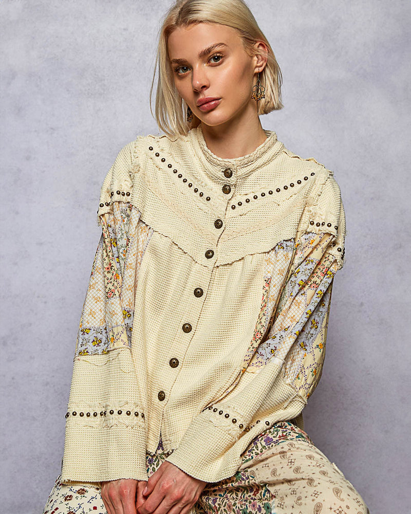 Cream Thermal and Floral Jacket