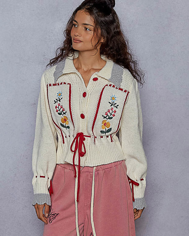 Cream Floral Cardigan