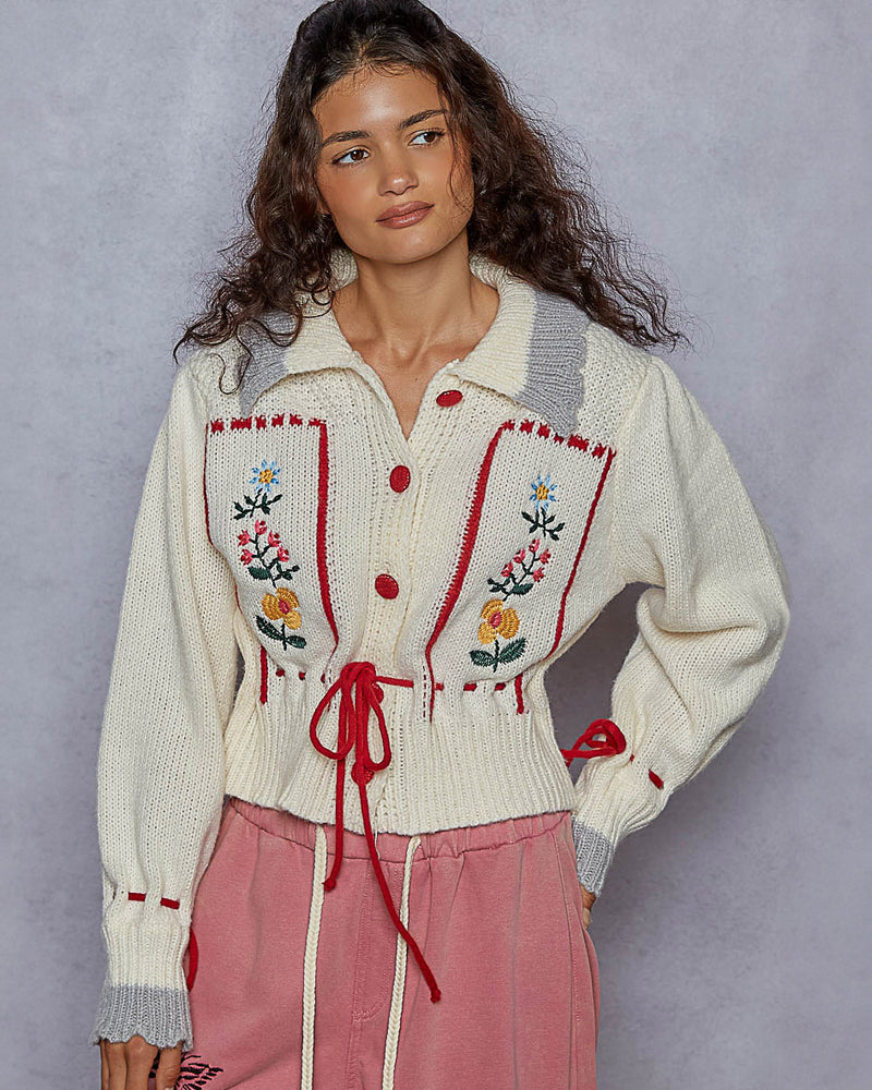 Cream Floral Cardigan