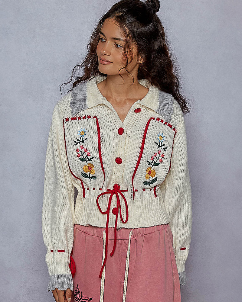 Cream Floral Cardigan