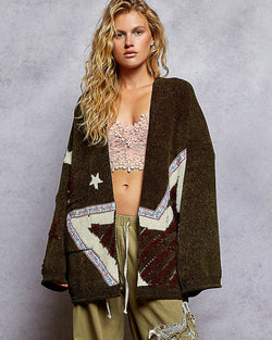 All The Stars Olive Chenille Cardigan