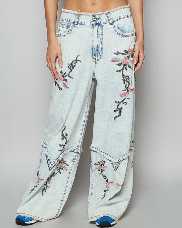 Denim Embroidered Jeans