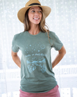 Dwell in Possibility - Soft Green Cotton Unisex Tee