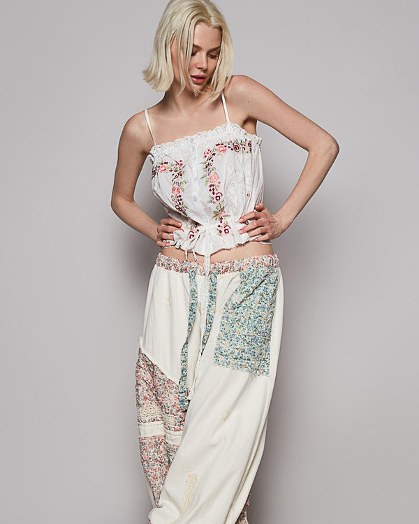 Embroidered Cotton Cinched Camisole