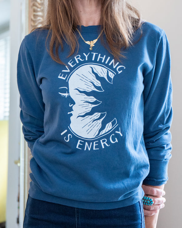 Everything is Energy Dark Blue Cotton Sweatshirt