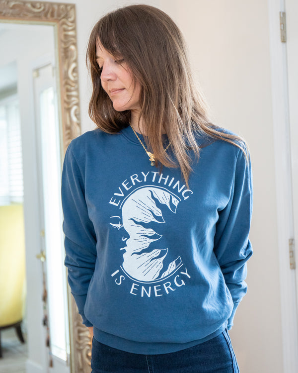 Everything is Energy Dark Blue Cotton Sweatshirt