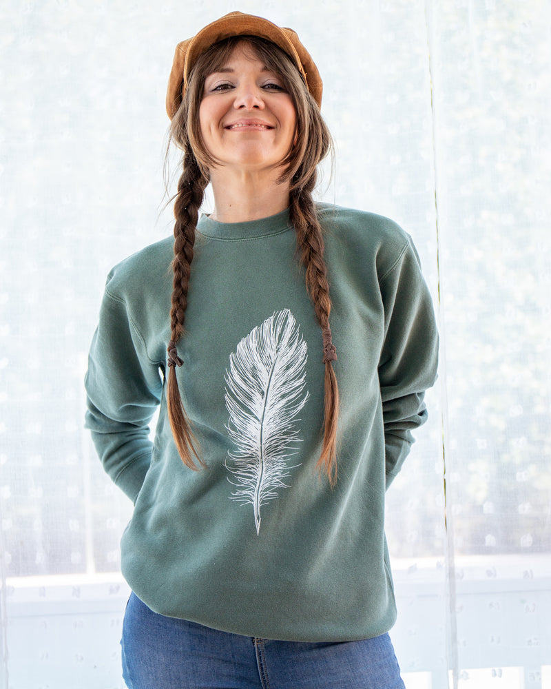 White Feather - Unisex Garment Dyed Pine Sweatshirt