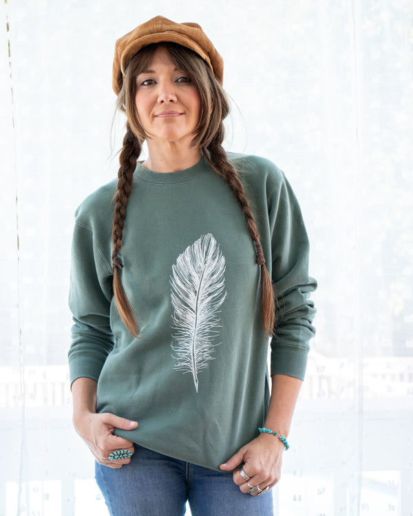 White Feather - Unisex Garment Dyed Pine Sweatshirt