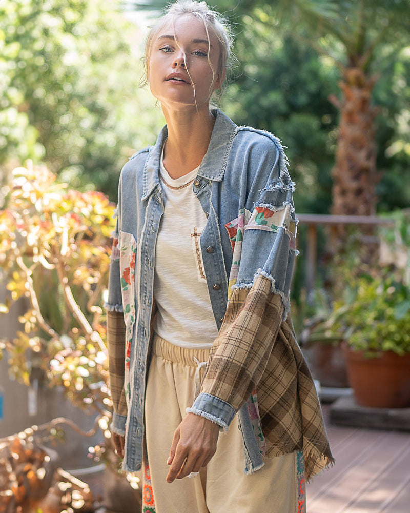 Floral, Flannel & Denim Oversized Shirt