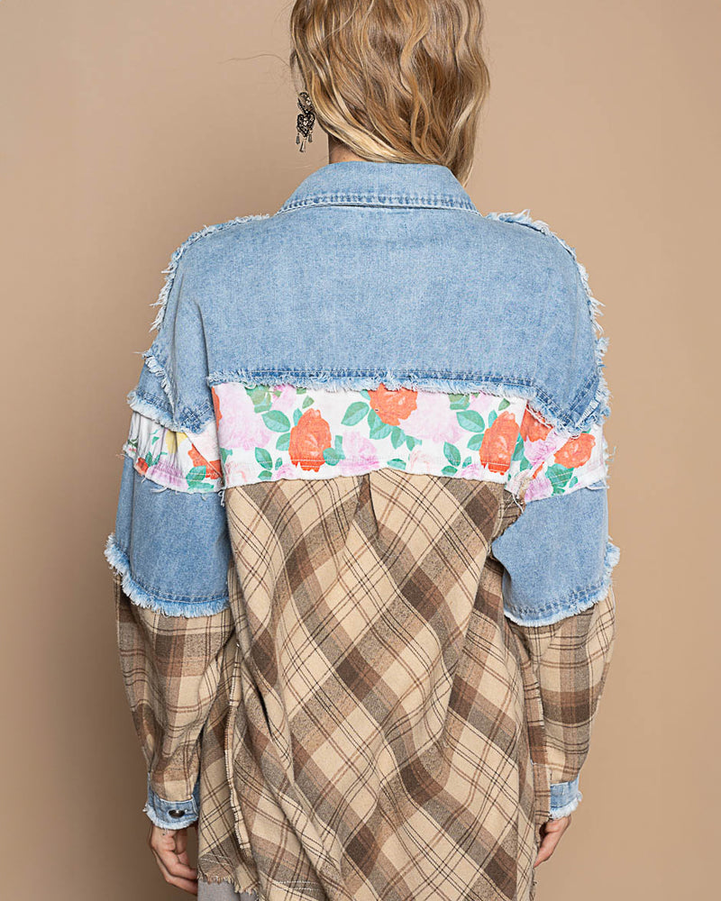 SIZE MEDIUM Floral, Flannel & Denim Oversized Shirt