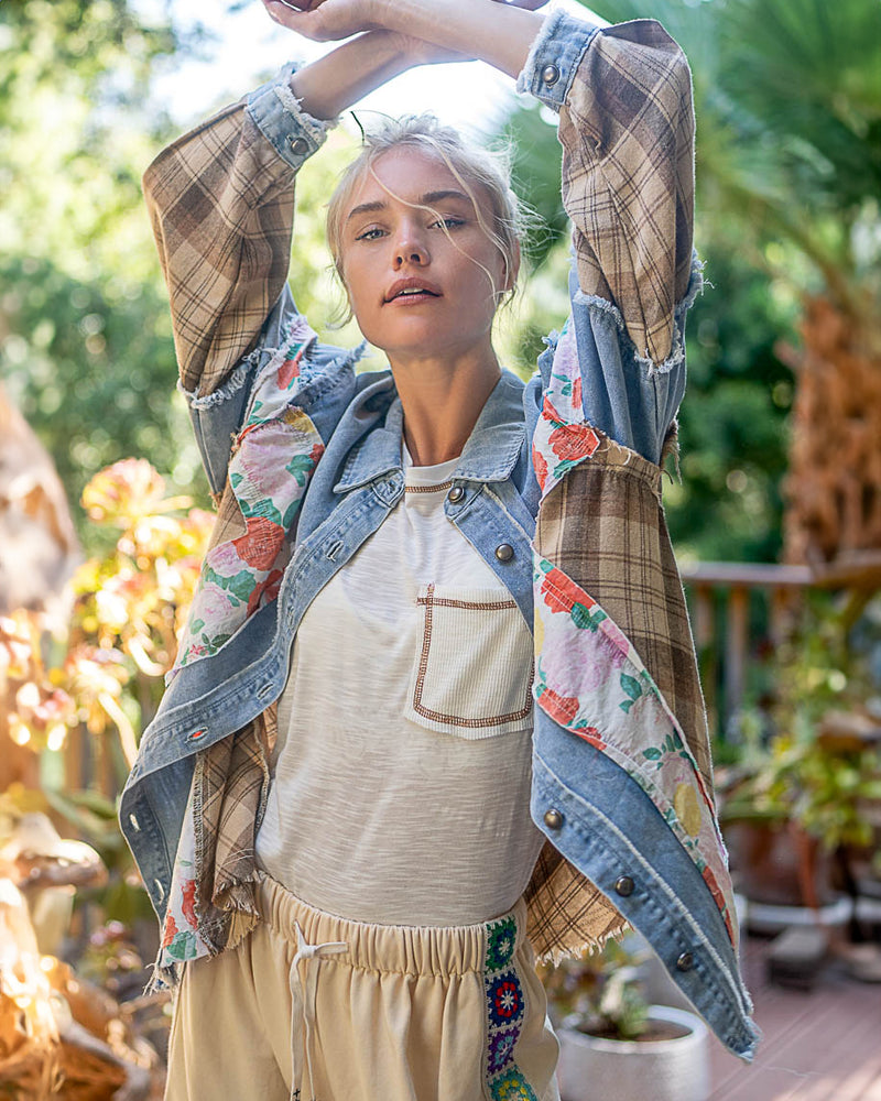 Floral, Flannel & Denim Oversized Shirt