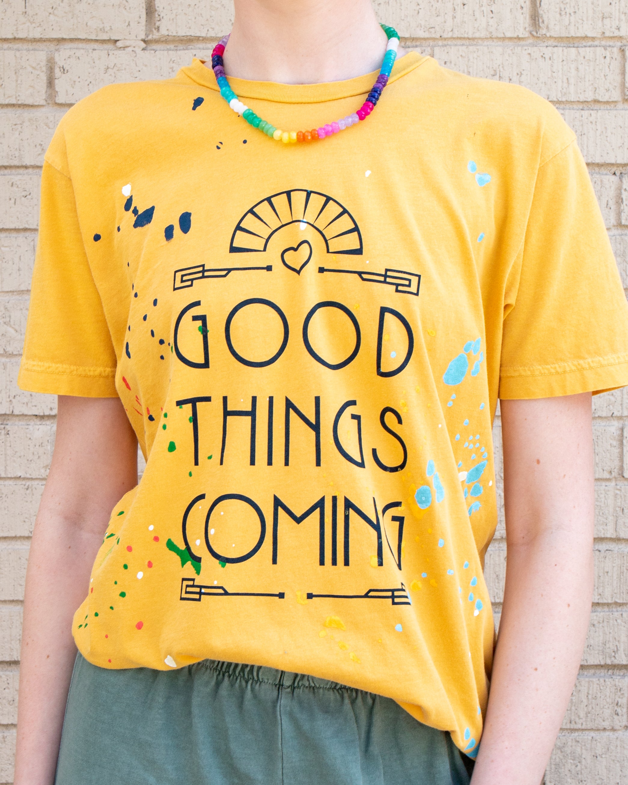 Good Things Coming - Golden Unisex Splatter Tee – SuperLoveTees ...