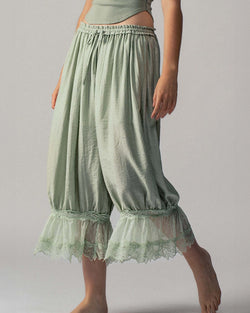Sage Lace-Trimmed Cropped Bloomers