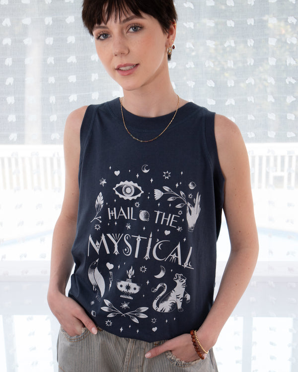 Hail the Mystical - Navy Cotton Muscle Tee