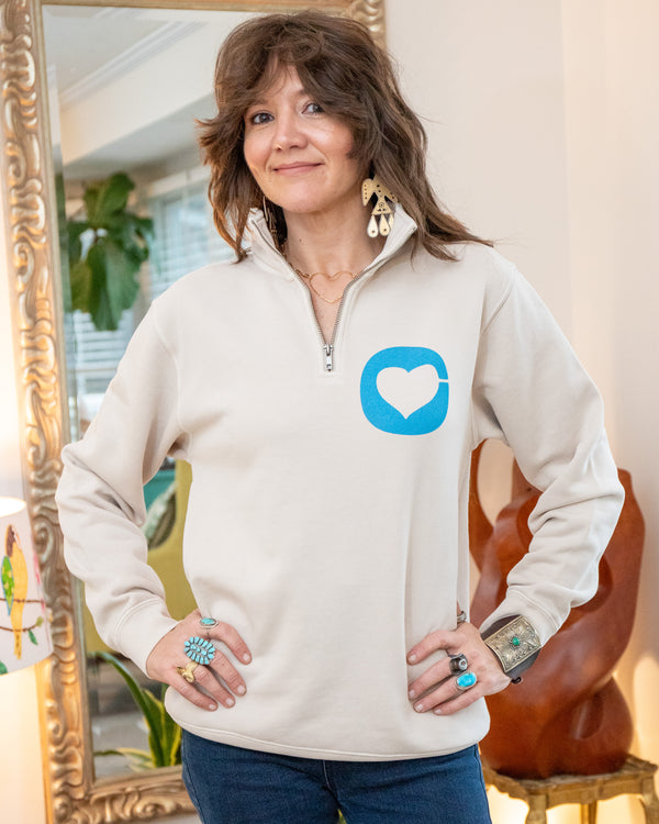 Putty 3/4 Zip Sweatshirt w/ Heart