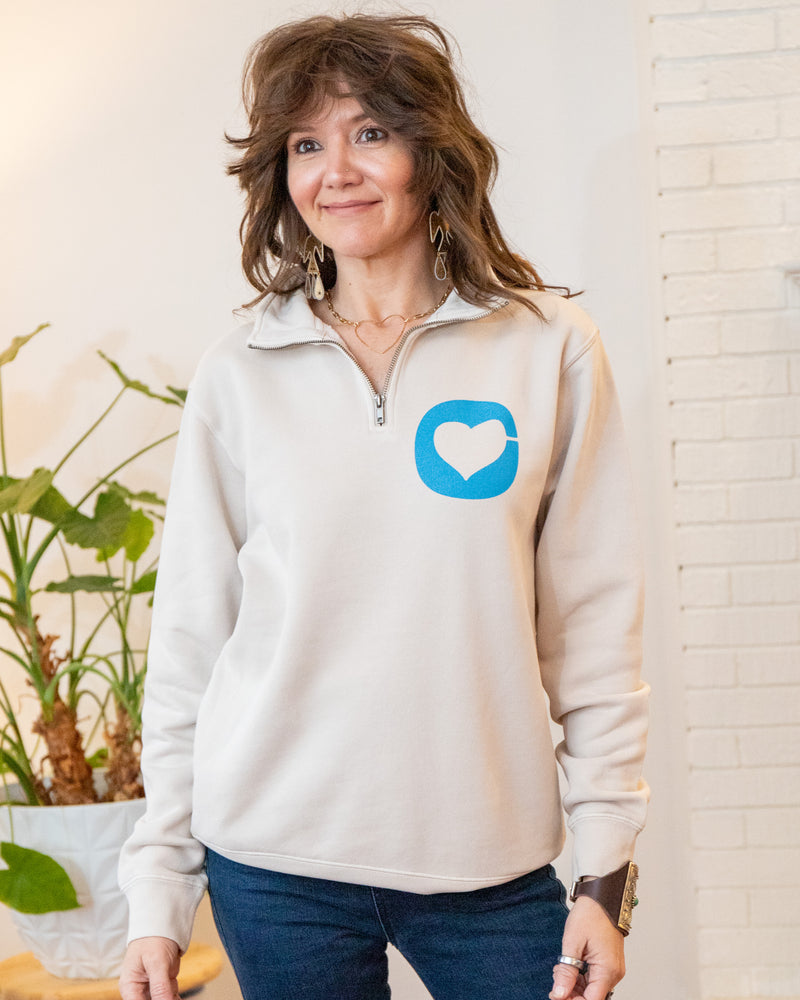 Putty 3/4 Zip Sweatshirt w/ Heart