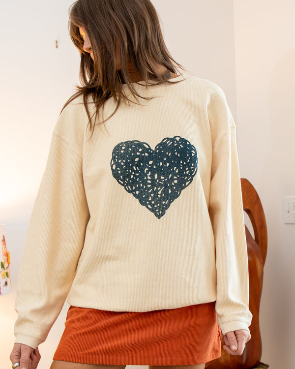 Heart ~ Crema Oversized Corded Sweatshirt