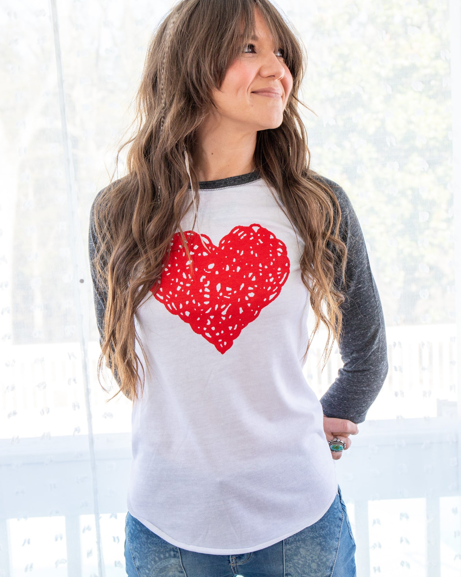 Women's Baseball Heart Graphic Tee - Casual Short Sleeve Game Day Shirt - View #12