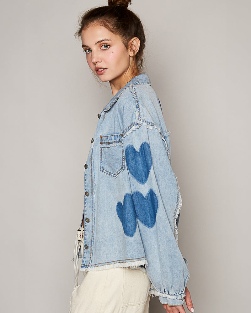 Hearts Galore Denim Button Front Shirt