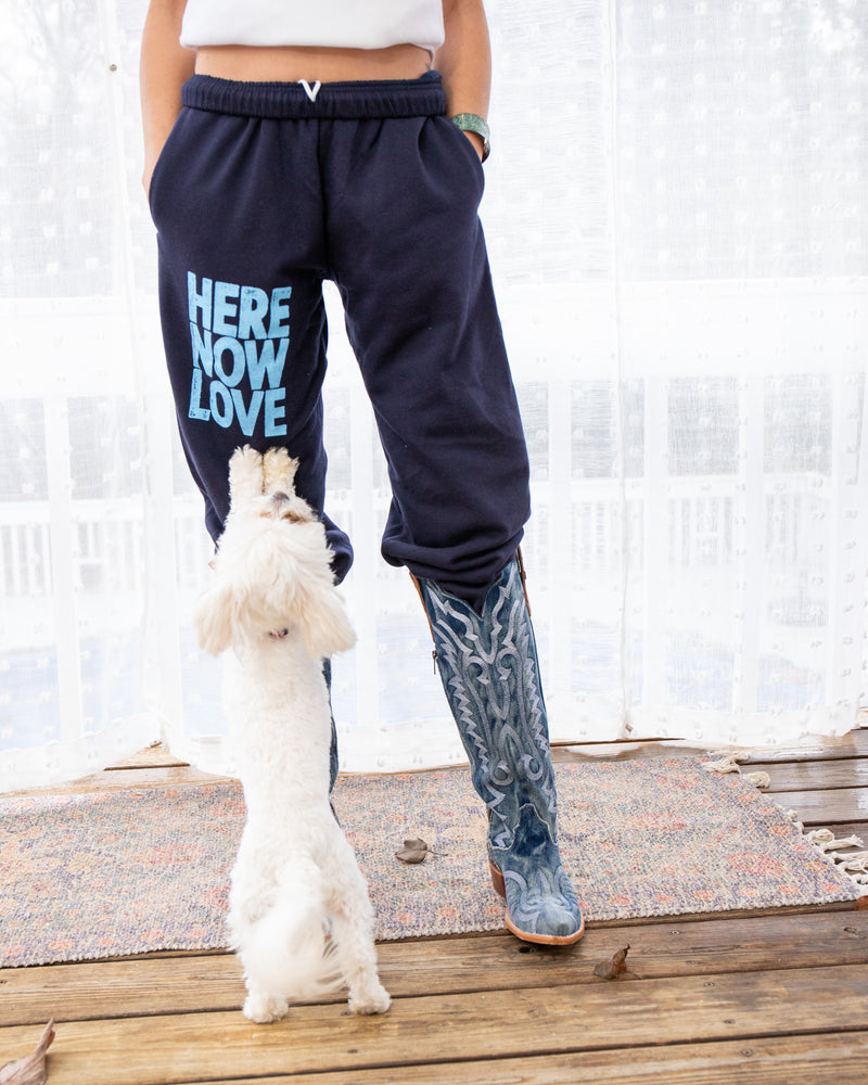Here Now Love Navy Sweatpants