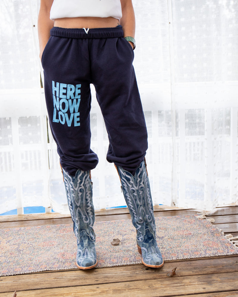 Here Now Love Navy Sweatpants